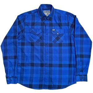 DIXXON Flannel Shirt "The Dawson" Men's LT Blue Black Plaid Long Sleeve